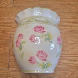 Cheri Blum for 222 Fifth Cheri's Roses Canister Cookie Jar 11" Cream/Pink/Green